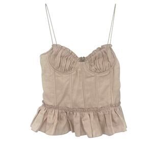 Brock Collection x H&M Corset Linen Top Sz XS Cottage Coquette Peplum Bustier